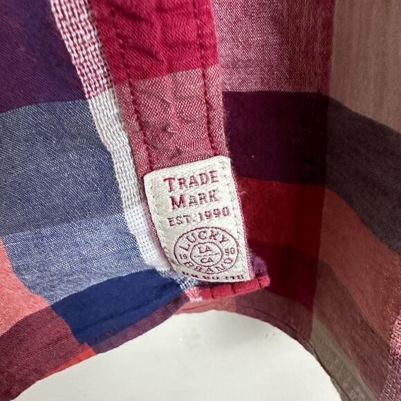 Lucky Red Check Pearl Snap Long‎ Sleeve Shirt Men’s M - Picture 6 of 7